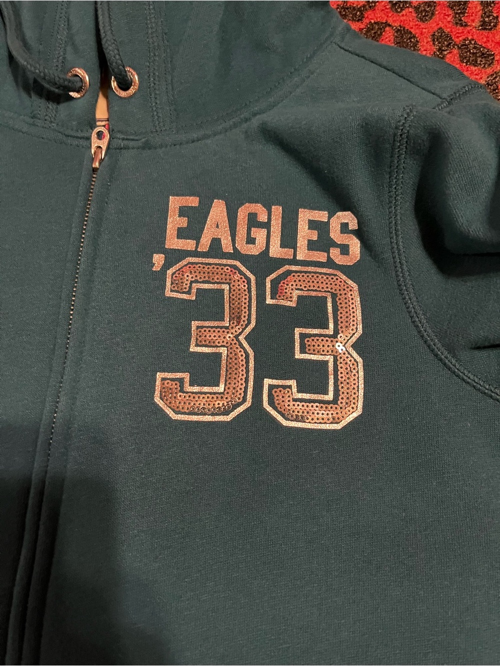 Vintage PINK Victoria's Secret Philadelphia Eagles sequins BLING zip up jacket - Picture 5 of 9